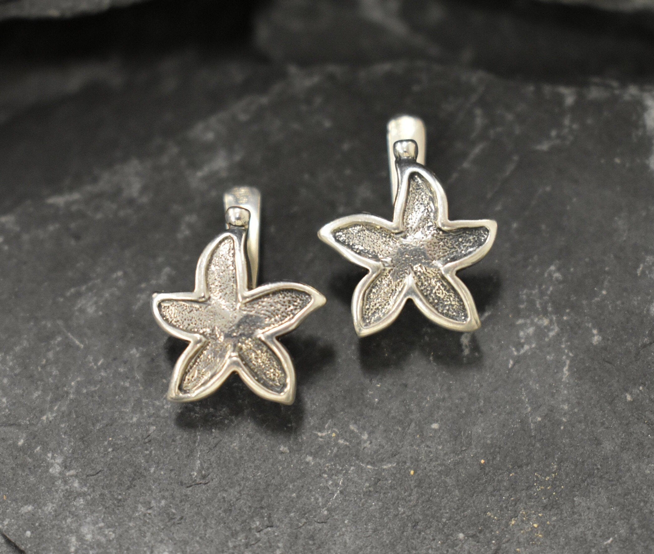 Lotus Earrings, Flower Earrings, Stud Earrings, Sterling Silver Earrings, Flower Studs, Starfish Earrings, Plumeria Earrings, Silver Studs