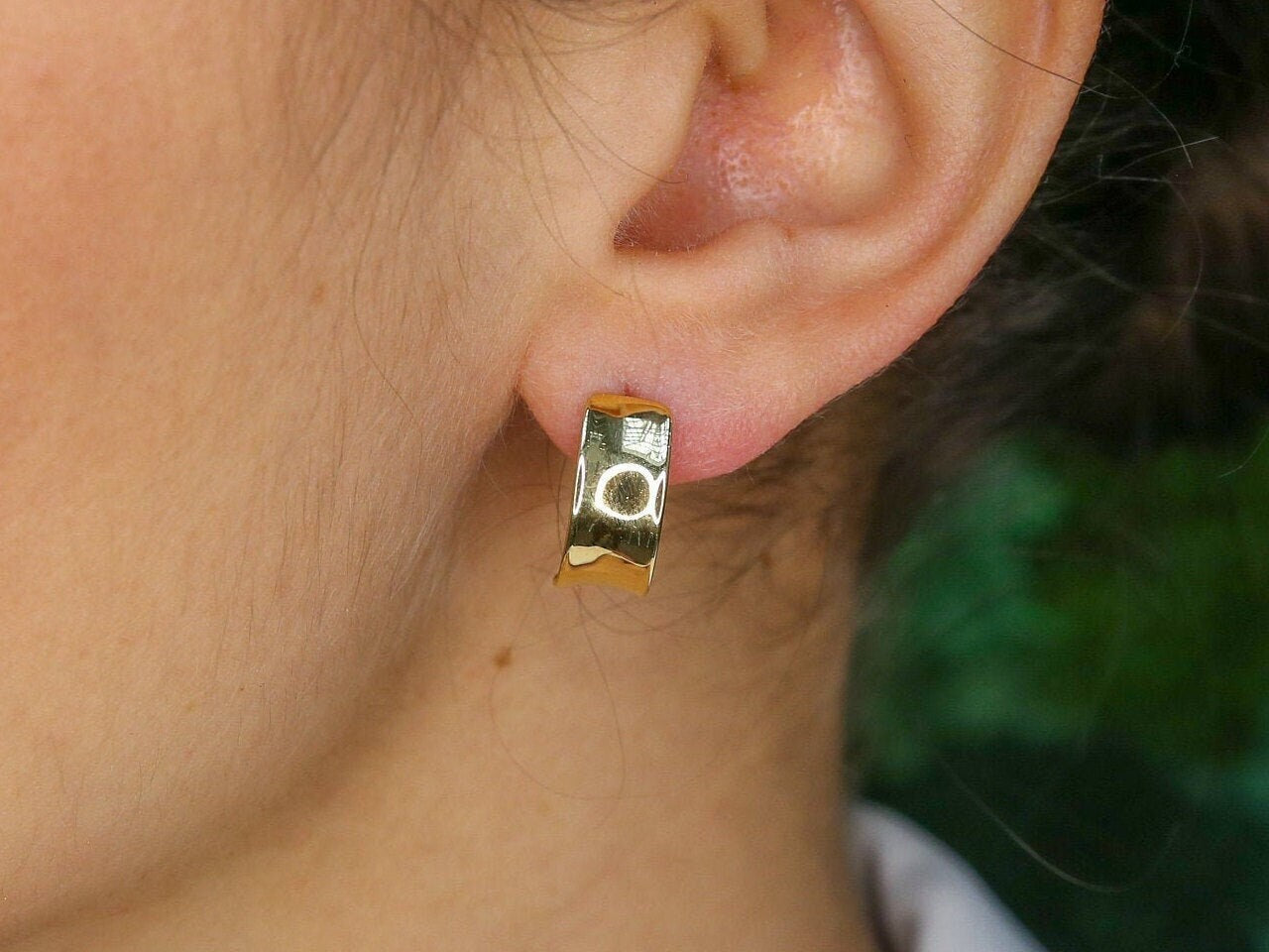 Large Gold Earrings, Simple Gold Earrings, Gold Plated Earrings, Half Hoops, Gold Hoop Earrings, Half Hoop Studs, Large Studs, Gold Vermeil