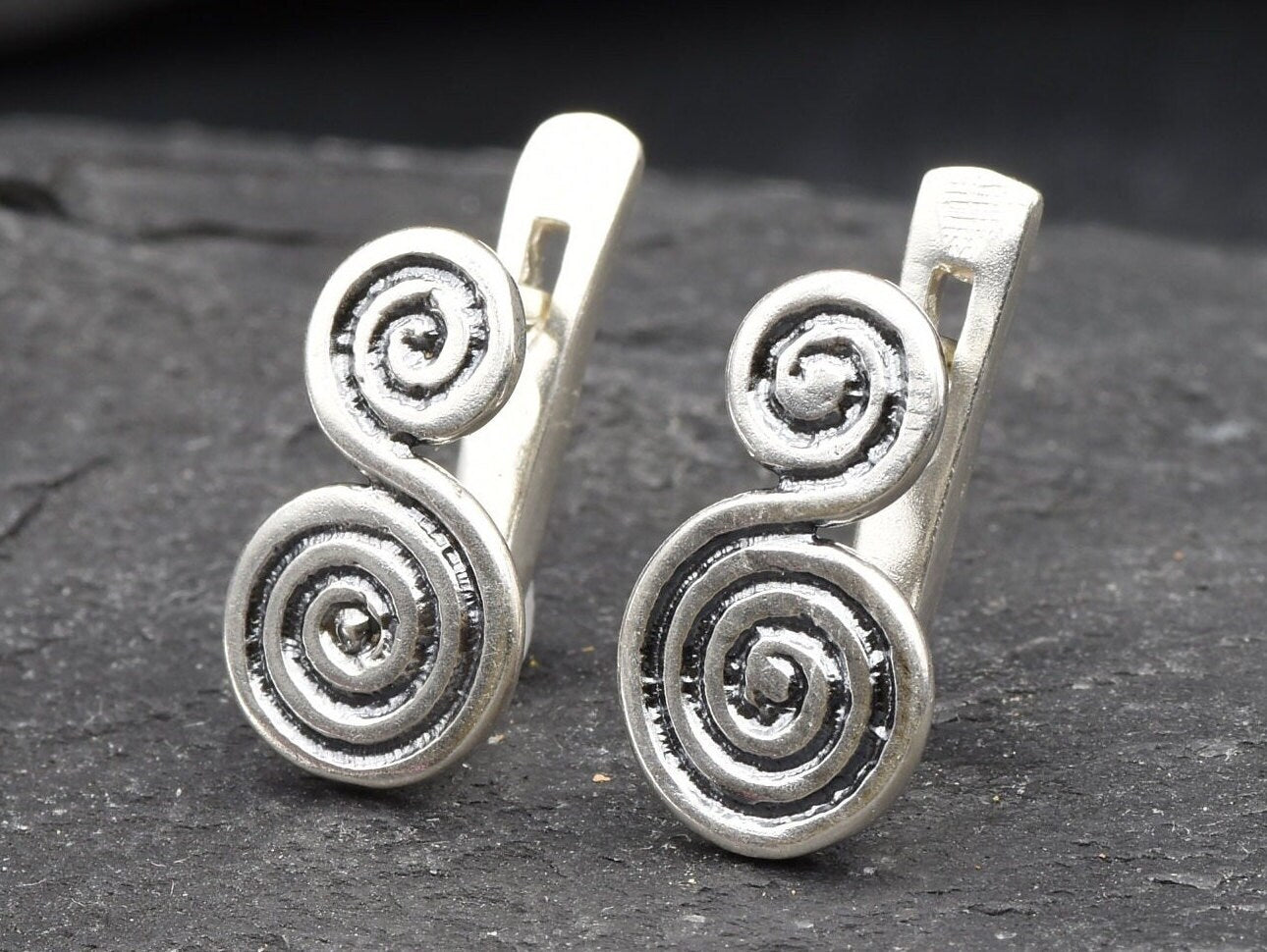 Silver Swirl Earrings, Spiral Earrings, Tribal Earrings, Boho Earrings, Round Silver Earrings, Vintage Earrings, Silver Earrings, 925 Silver