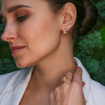 Gold Earrings, Antique Earrings, Half Huggies, Gold Plated Earrings, Half Hoops, Gold Vermeil Studs, Dainty Earrings, Vintage Earrings Style