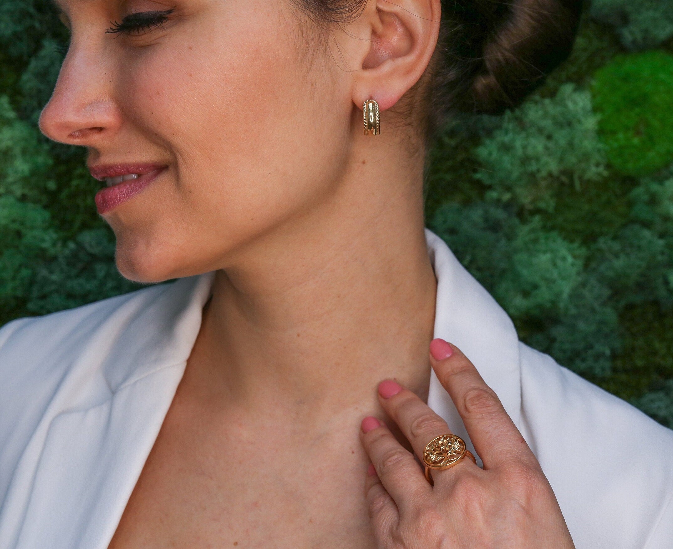 Gold Earrings, Antique Earrings, Half Huggies, Gold Plated Earrings, Half Hoops, Gold Vermeil Studs, Dainty Earrings, Vintage Earrings Style