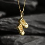 Gold Shoes Pendant, Boots Necklace, Gold Plated Pendant, Dainty Boots Pendant, Baby Boots Pendant, Ribbon Shoes Pendant, Vermeil Pendant(2)