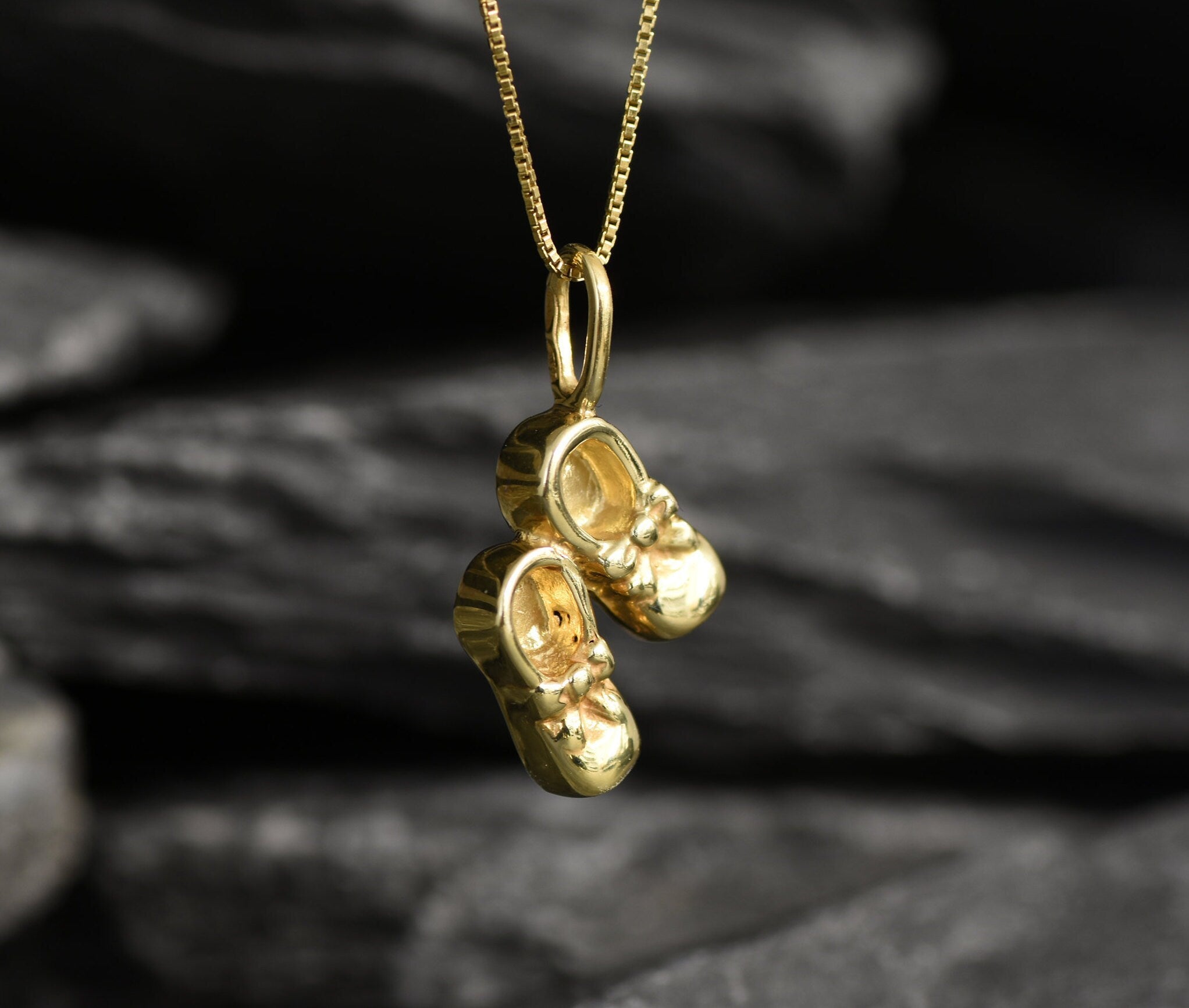 Gold Shoes Pendant, Boots Necklace, Gold Plated Pendant, Dainty Boots Pendant, Baby Boots Pendant, Ribbon Shoes Pendant, Vermeil Pendant(2)