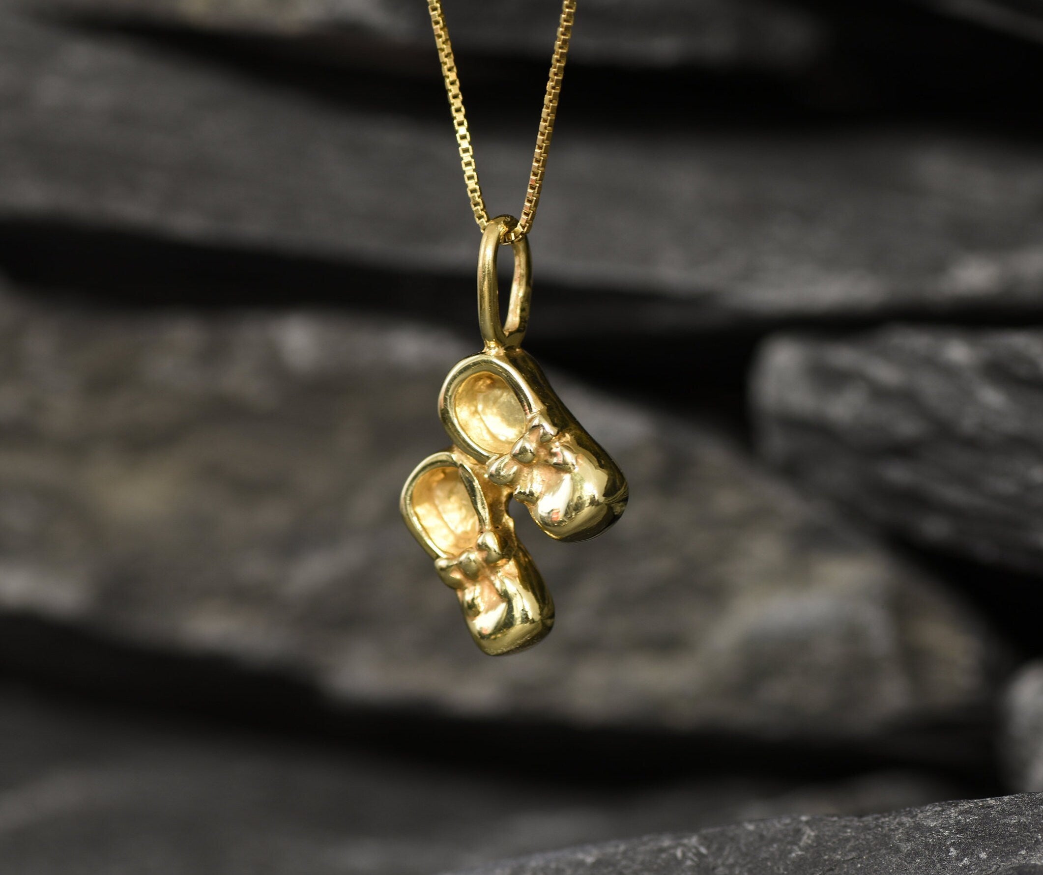 Gold Shoes Pendant, Boots Necklace, Gold Plated Pendant, Dainty Boots Pendant, Baby Boots Pendant, Ribbon Shoes Pendant, Vermeil Pendant(2)