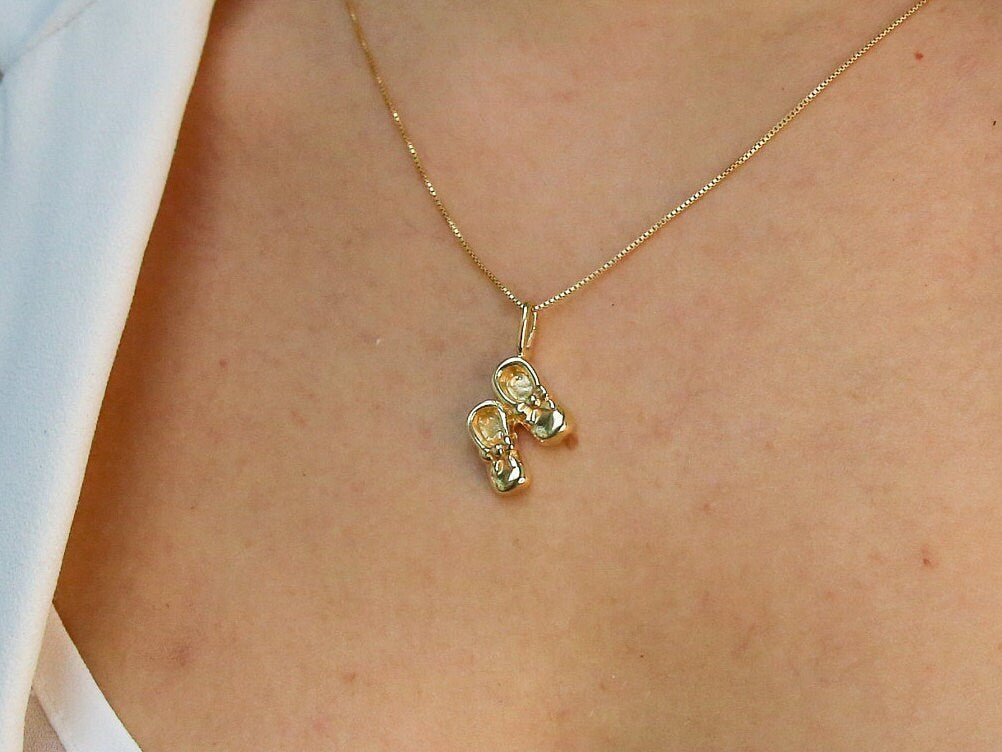 Gold Shoes Pendant, Boots Necklace, Gold Plated Pendant, Dainty Boots Pendant, Baby Boots Pendant, Ribbon Shoes Pendant, Vermeil Pendant(2)