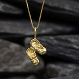 Gold Shoes Pendant, Boots Necklace, Gold Plated Pendant, Dainty Boots Pendant, Baby Boots Pendant, Ribbon Shoes Pendant, Vermeil Pendant(2)