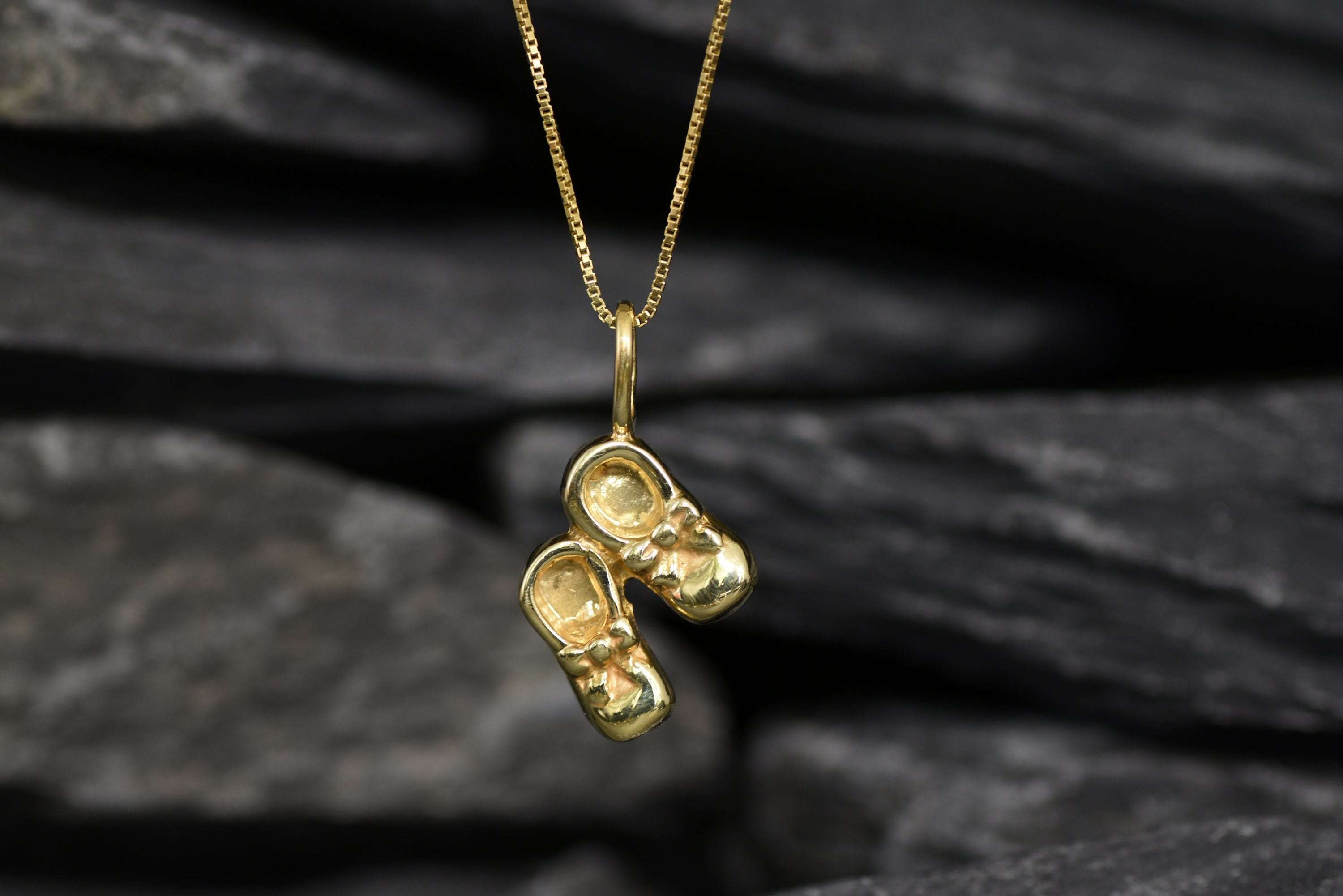 Gold Shoes Pendant, Boots Necklace, Gold Plated Pendant, Dainty Boots Pendant, Baby Boots Pendant, Ribbon Shoes Pendant, Vermeil Pendant(2)