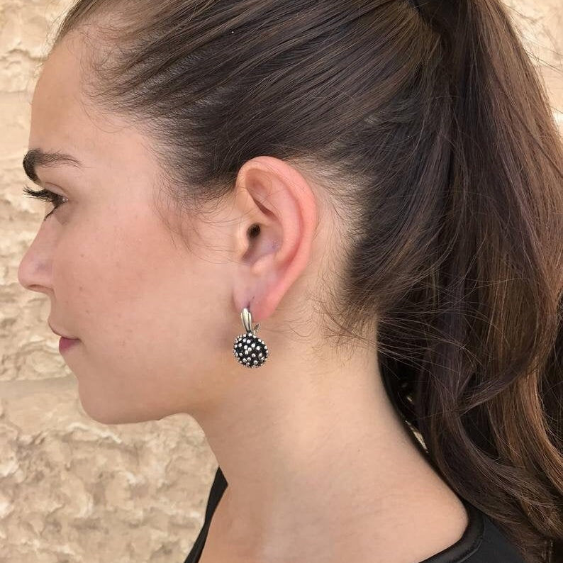 Silver Hedgehog Earrings, Statement Earrings, Vintage Silver Earrings, Ball Earrings, Heavy Studs, Mushroom Earrings, Solid Silver Earrings