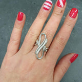 Infinity Ring, Asymmetric Ring, Solid Silver Ring, Long Artistic Ring, Long Silver Ring, Statement Ring, Sterling Silver Ring, Artisan Ring