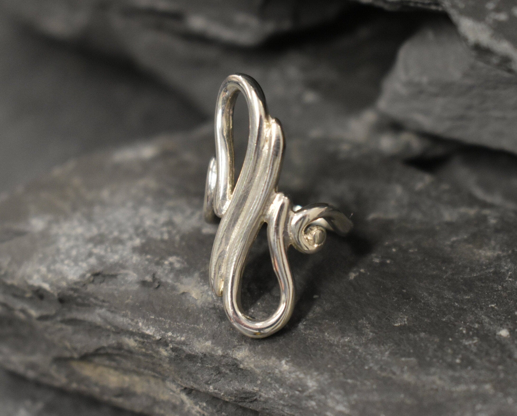 Infinity Ring, Asymmetric Ring, Solid Silver Ring, Long Artistic Ring, Long Silver Ring, Statement Ring, Sterling Silver Ring, Artisan Ring