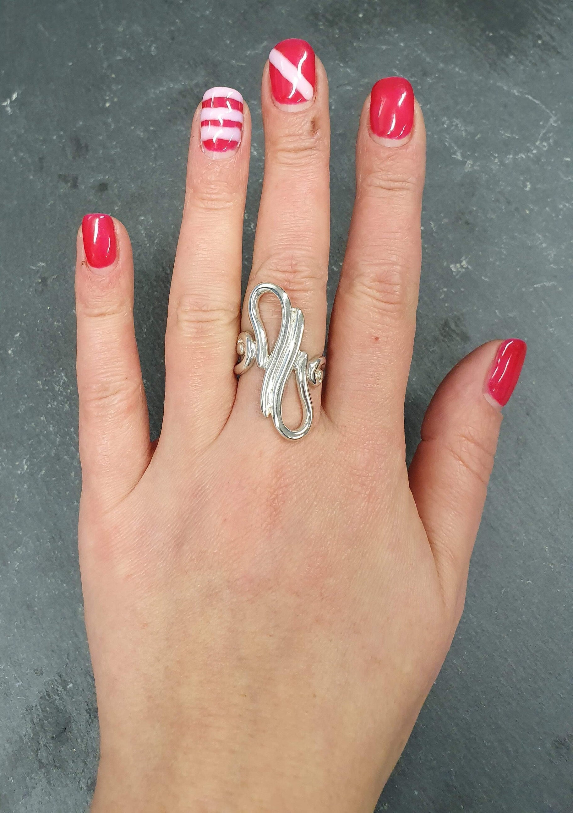 Infinity Ring, Asymmetric Ring, Solid Silver Ring, Long Artistic Ring, Long Silver Ring, Statement Ring, Sterling Silver Ring, Artisan Ring