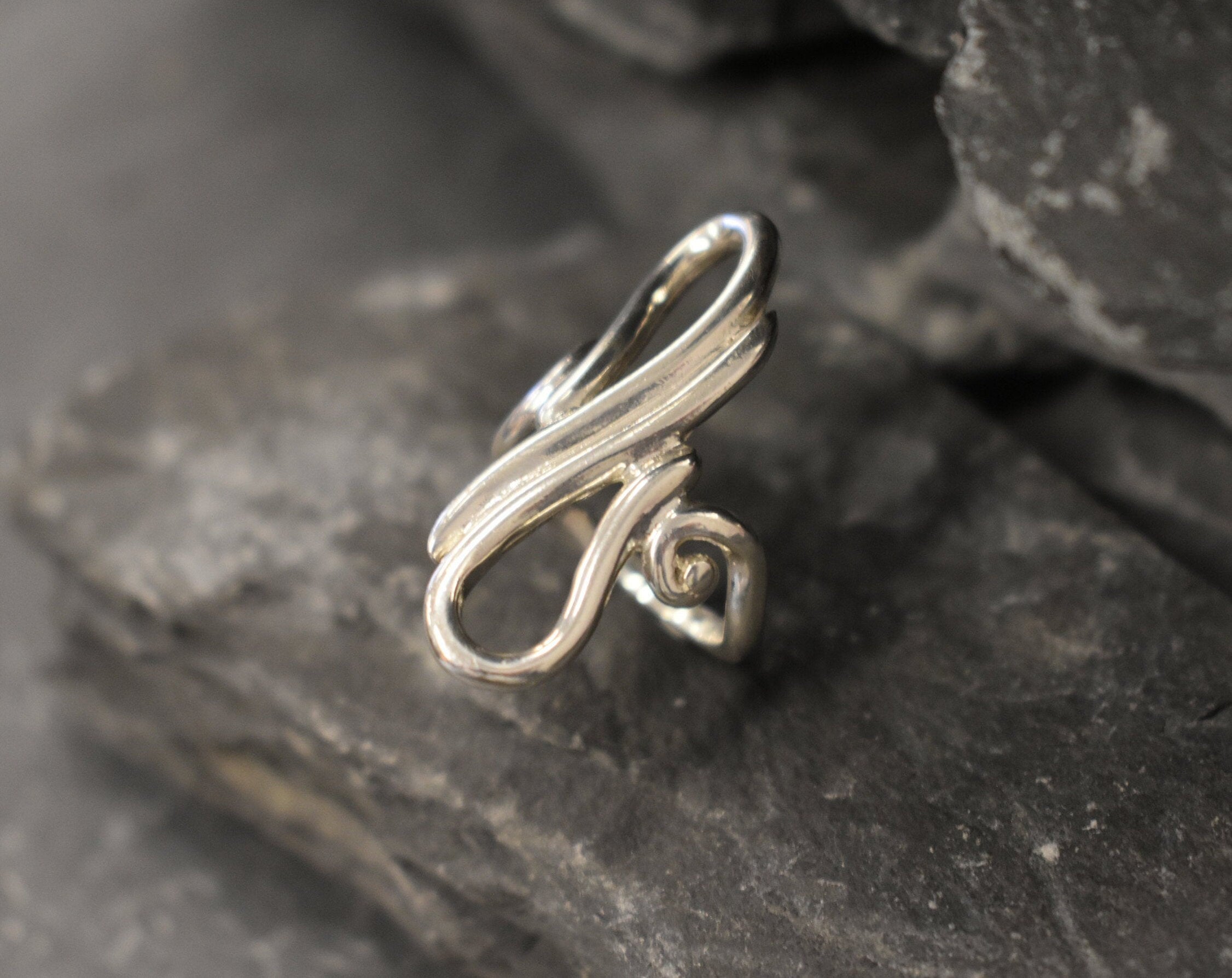 Infinity Ring, Asymmetric Ring, Solid Silver Ring, Long Artistic Ring, Long Silver Ring, Statement Ring, Sterling Silver Ring, Artisan Ring