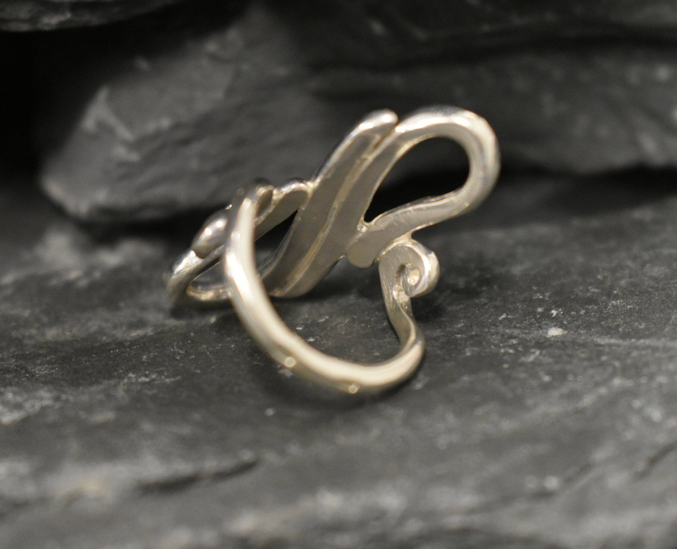 Infinity Ring, Asymmetric Ring, Solid Silver Ring, Long Artistic Ring, Long Silver Ring, Statement Ring, Sterling Silver Ring, Artisan Ring