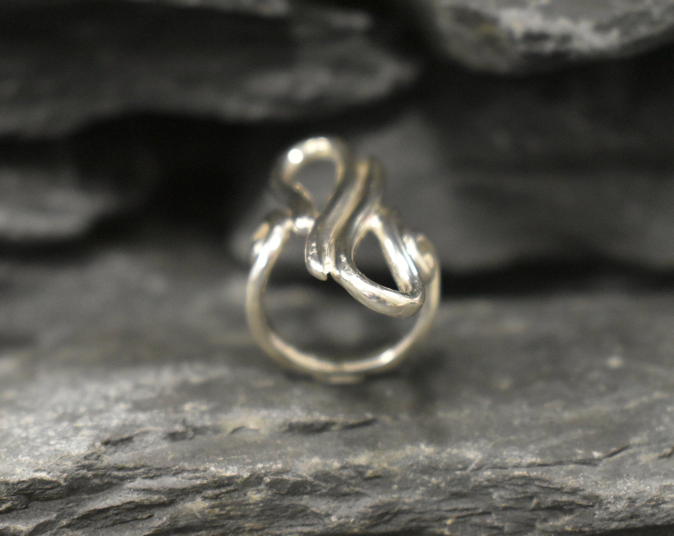 Infinity Ring, Asymmetric Ring, Solid Silver Ring, Long Artistic Ring, Long Silver Ring, Statement Ring, Sterling Silver Ring, Artisan Ring