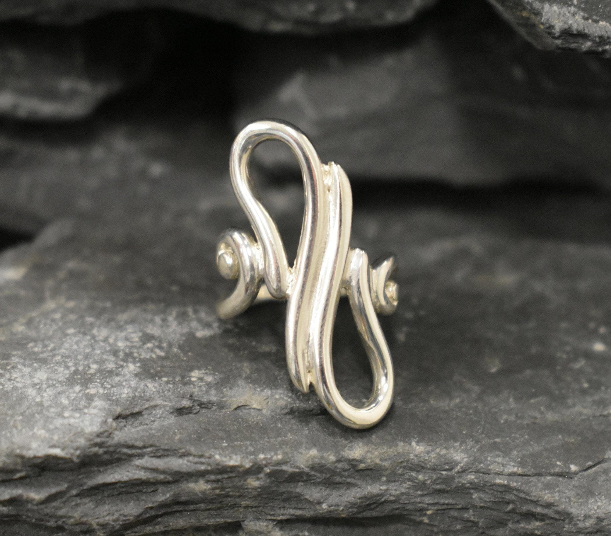 Infinity Ring, Asymmetric Ring, Solid Silver Ring, Long Artistic Ring, Long Silver Ring, Statement Ring, Sterling Silver Ring, Artisan Ring