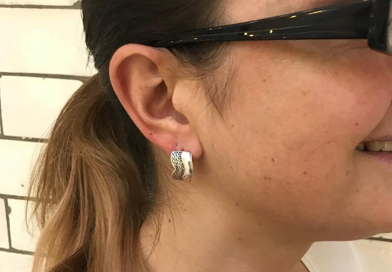 Silver Artistic Earrings, Vintage Earrings, Statement Stud Earrings, Heavy Studs, Wide Earrings, Large Silver Studs, Solid Silver Earrings