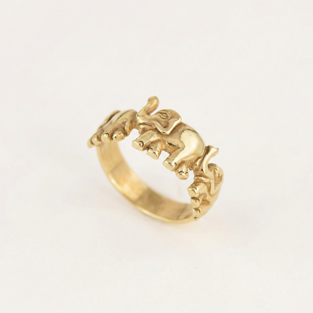 Charming Gold Elephant Ring - Beautifully crafted in 18k Gold Vermeil for all occasions and a unique accessory choice.