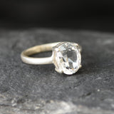 White Topaz Ring - Silver Engagement Ring - Real Topaz Ring