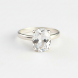 White Topaz Ring - Silver Engagement Ring - Real Topaz Ring