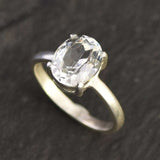 White Topaz Ring - Silver Engagement Ring - Real Topaz Ring