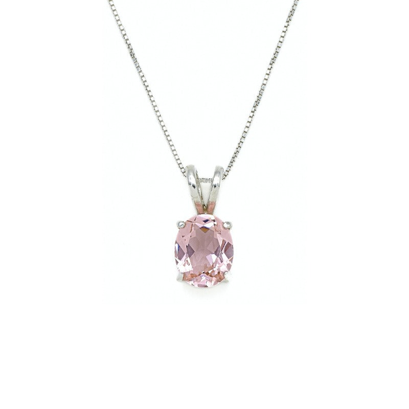 Morganite Pendant, Created Morganite, Vintage Pendant, Pink Oval Pendant, Pink Diamond Pendant, Dainty Pendant, Pink Pendant, 925 Silver