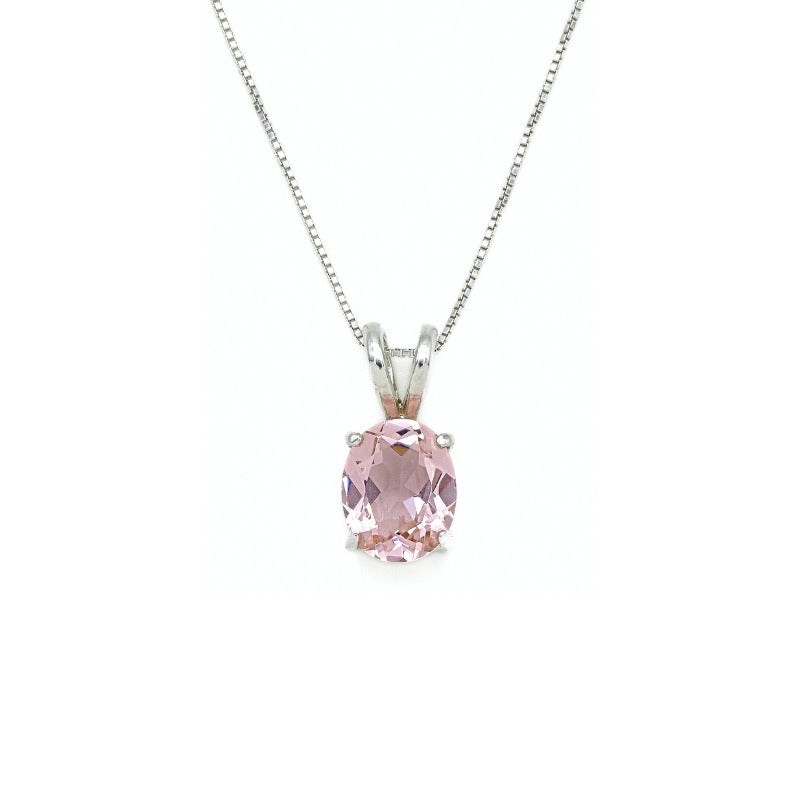 Pink Morganite Pendant - Pink Solitaire Pendant - Dainty Vintage Necklace
