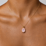Gold Morganite Necklace - Pink Dainty  Pendant - Morganite Solitaire Necklace