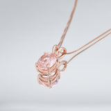 Morganite Pendant, Created Morganite, Vintage Pendant, Pink Oval Pendant, Pink Diamond Pendant, Dainty Pendant, Pink Pendant, 925 Silver(3)