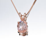 Morganite Pendant, Created Morganite, Vintage Pendant, Pink Oval Pendant, Pink Diamond Pendant, Dainty Pendant, Pink Pendant, 925 Silver(3)