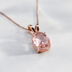 Morganite Pendant, Created Morganite, Vintage Pendant, Pink Oval Pendant, Pink Diamond Pendant, Dainty Pendant, Pink Pendant, 925 Silver(3)