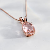 Morganite Pendant, Created Morganite, Vintage Pendant, Pink Oval Pendant, Pink Diamond Pendant, Dainty Pendant, Pink Pendant, 925 Silver(3)