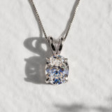 Gold Diamond Pendant - Clear Oval Necklace, Oval Diamond Pendant