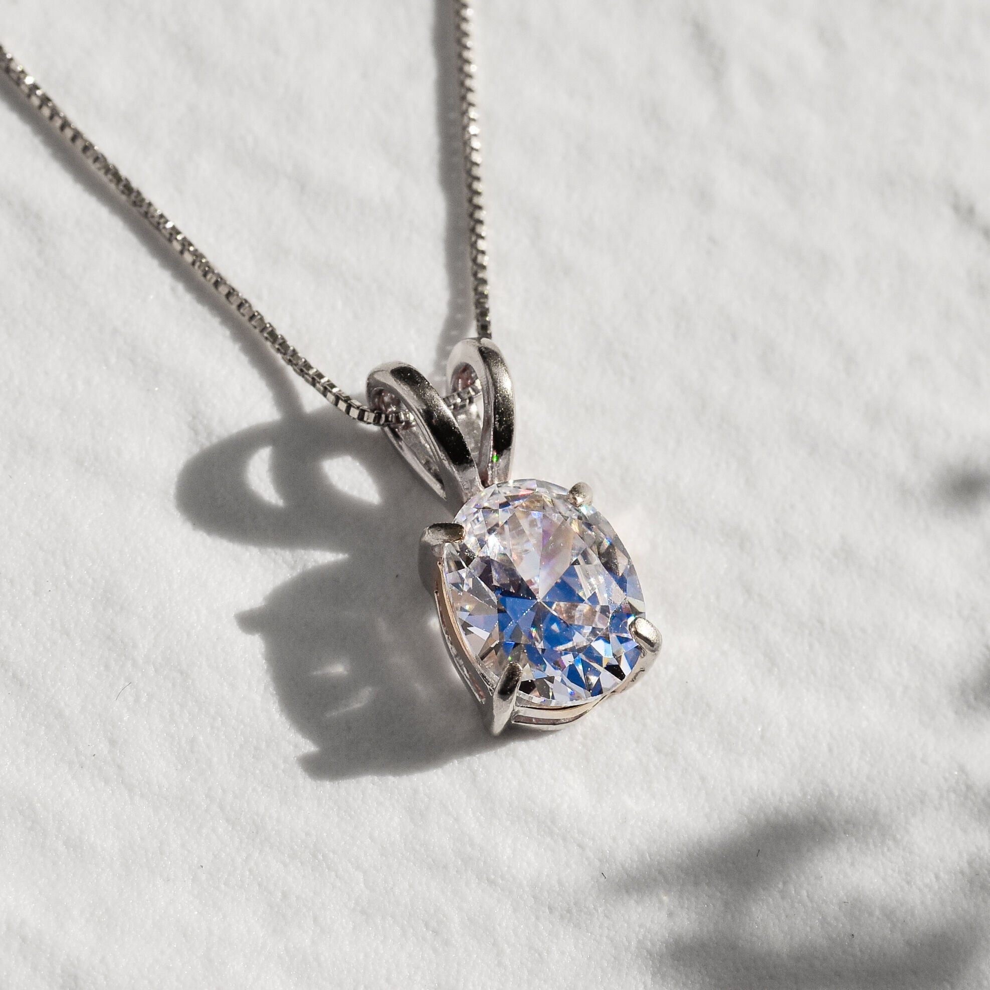 Diamond Necklace, Delicate Pendant,  CZ Diamond Pendant, Sterling Silver Diamond Necklace, Bridesmaid Necklace, Solitaire Lab Diamond Charm