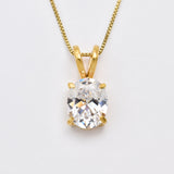 Gold Diamond Pendant - Clear Oval Necklace, Oval Diamond Pendant made in 18k Gold Vermeil. Ideal for everyday wear and perfect for birthday gifting and special occasions.