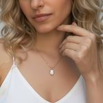 Stunning Gold Diamond Pendant - Clear Oval Necklace in 18k Gold Vermeil, a timeless piece for everyday wear and celebrations.