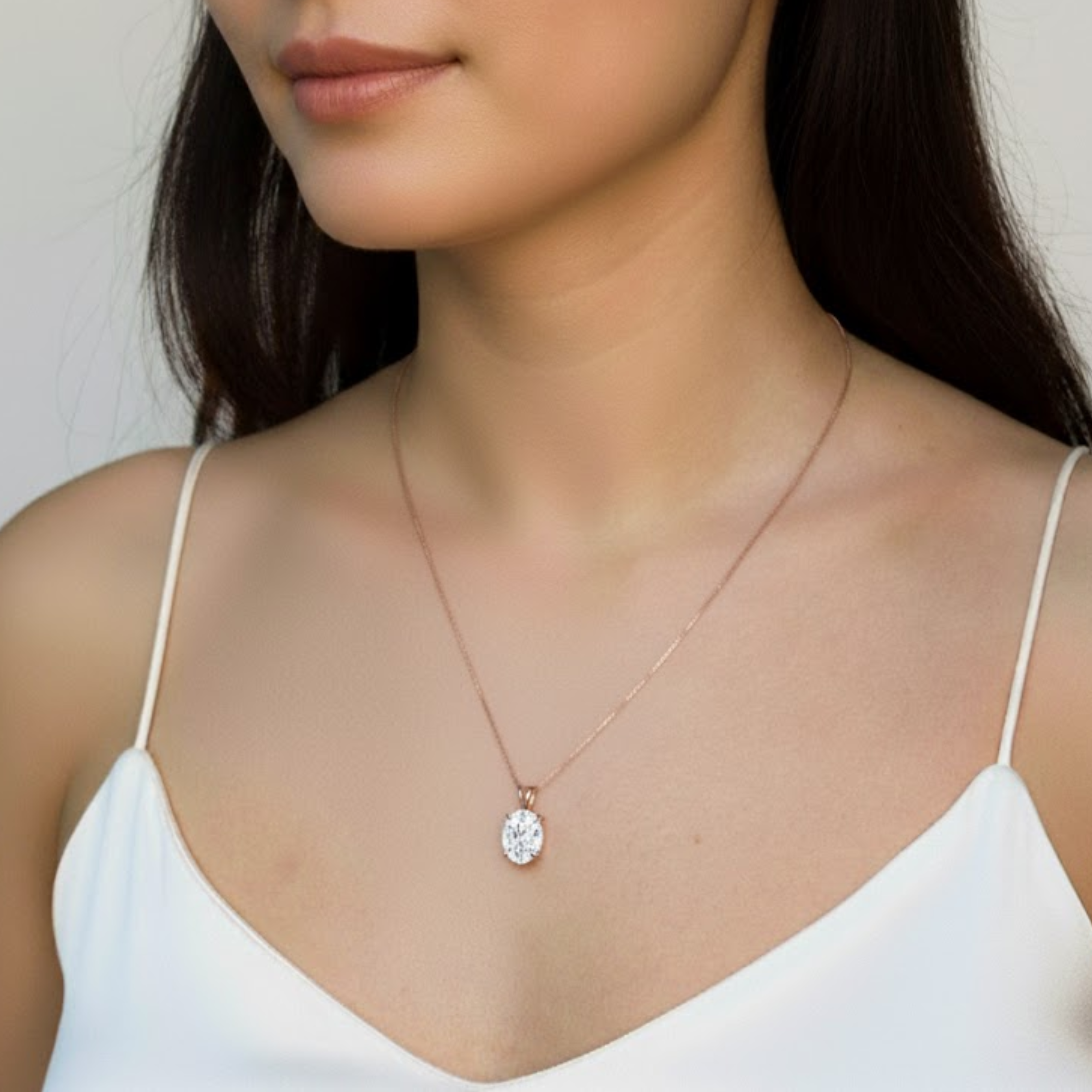 Rose Gold Diamond Pendant Necklace featuring a stunning oval pink diamond, perfect for everyday elegance and special gifts.