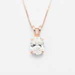 Rose Gold Diamond Pendant - Oval Diamond Necklace - Pink Diamond Necklace made in Rose Gold Vermeil. Ideal for everyday wear and perfect for birthday gifting and special occasions.