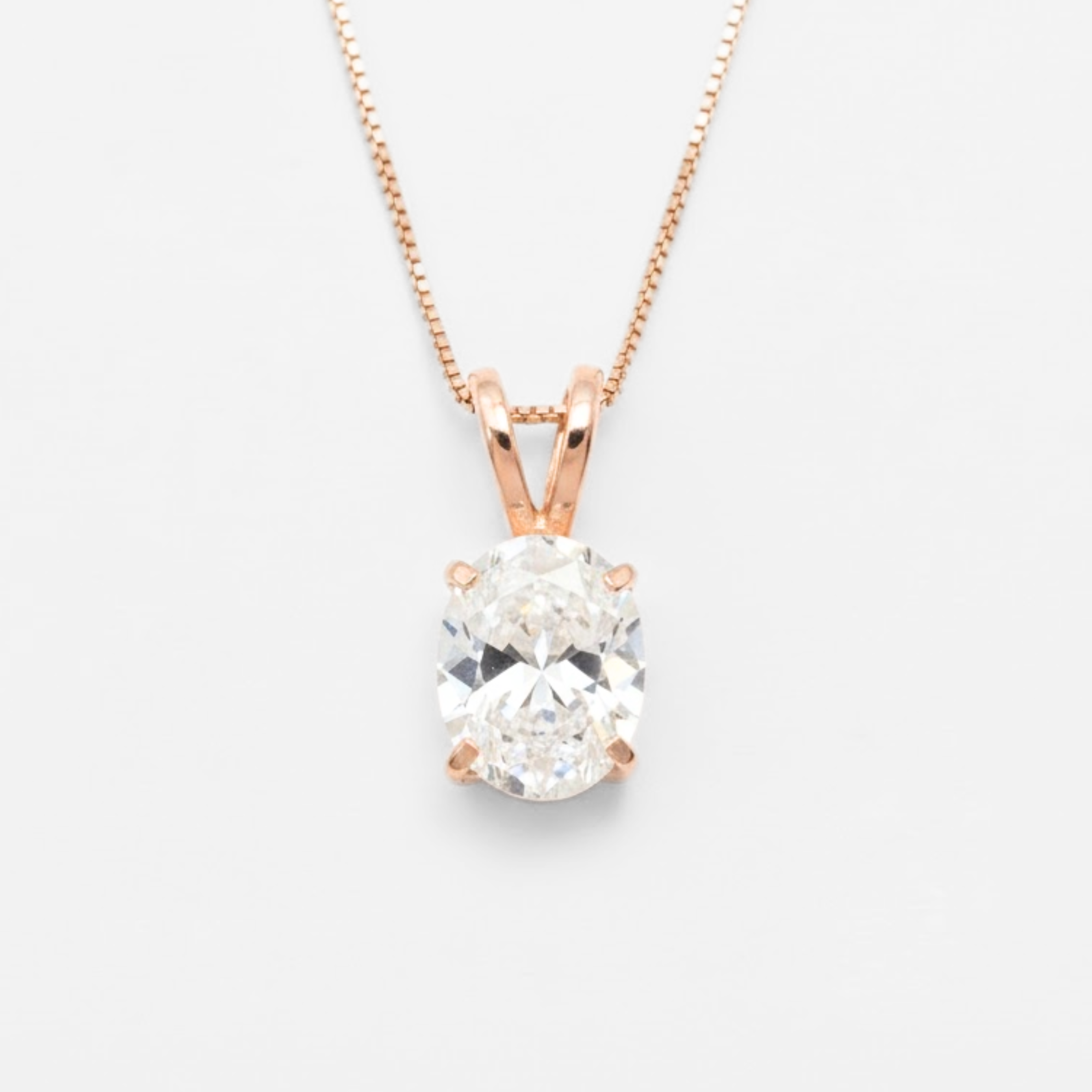 Rose Gold Diamond Pendant - Oval Diamond Necklace - Pink Diamond Necklace made in Rose Gold Vermeil. Ideal for everyday wear and perfect for birthday gifting and special occasions.