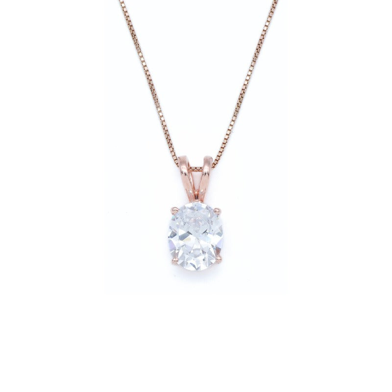Rose Gold Diamond Oval Pendant, Created Diamond Necklace, Diamond Necklace
