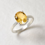 Citrine Ring, Natural Citrine, Solitaire Ring, November Birthstone, 3 Carat Ring, Promise Ring, Oval Ring, Proposal Ring,  Solid Silver Ring