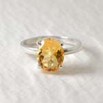 Citrine Ring, Natural Citrine, Solitaire Ring, November Birthstone, 3 Carat Ring, Promise Ring, Oval Ring, Proposal Ring,  Solid Silver Ring