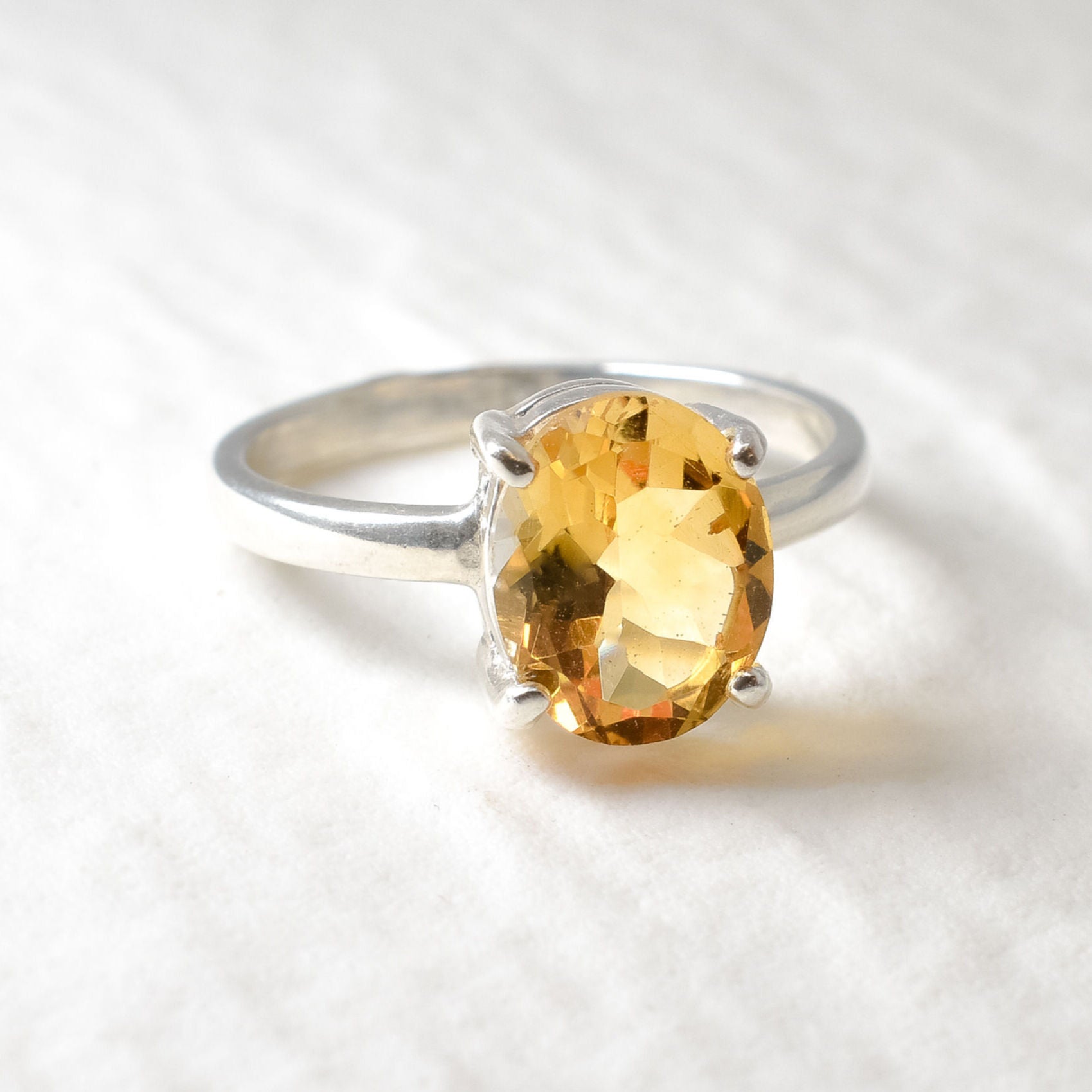 Citrine Ring, Natural Citrine, Solitaire Ring, November Birthstone, 3 Carat Ring, Promise Ring, Oval Ring, Proposal Ring,  Solid Silver Ring