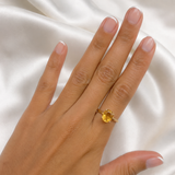 Genuine Citrine Ring - Dainty Yellow Ring - Gold Engagement Ring