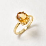 Genuine Citrine Ring - Yellow Promise Ring - Classic Solitaire Ring