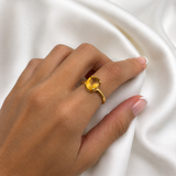 Genuine Citrine Ring - Dainty Yellow Ring - Gold Engagement Ring