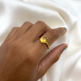 Genuine Citrine Ring - Dainty Yellow Ring - Gold Engagement Ring