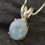 Genuine Aquamarine Necklace - Dainty Blue Pendant - March Birthstone Necklace