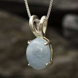 Genuine Aquamarine Necklace - Dainty Blue Pendant - March Birthstone Necklace
