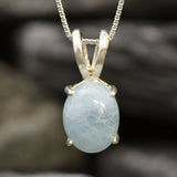 Genuine Aquamarine Necklace - Dainty Blue Pendant - March Birthstone Necklace