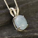 Genuine Aquamarine Necklace - Dainty Blue Pendant - March Birthstone Necklace